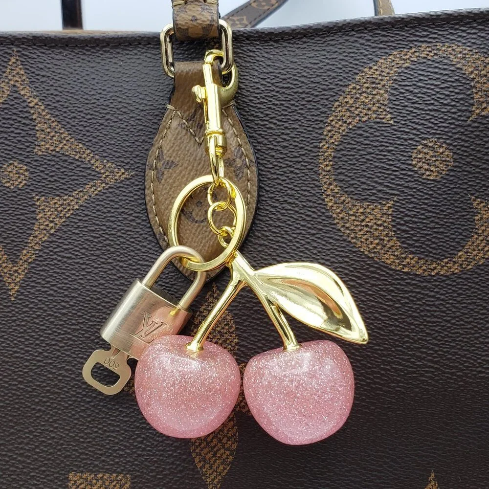 Authentic Louis Vuitton Lock & Key with Unbranded Apple Charm, Keychain - Picture 2 of 10